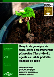 Thumbnail de Reação de genótipos de feijão-caupi a Macrophomina phaseolina [(Tassi) Goid.], agente causal da podridão cinzenta do caule.