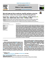 Thumbnail de Biobased composite fibrous membrane using PLA and lignin carbon dots Fabricated via solution blow spinning for wound dressing application.