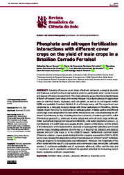 Thumbnail de Phosphate and nitrogen fertilization interactions with different cover crops on the yield of main crops in a Brazilian Cerrado Ferralsol.
