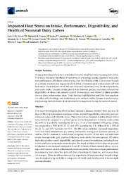 Thumbnail de Impact of heat stress on intake, performance, digestibility, and health of neonatal dairy calves.