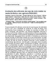 Thumbnail de Avaliação de cultivares de soja de ciclo médio no oeste da Bahia, ano agrícola 2020/2021.