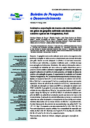 Thumbnail de Acúmulo e exportação de macro e de micronutrientes em grãos de gergelim cultivado sob doses de calcário e gesso em Paragominas, Pará.