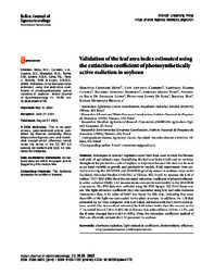 Thumbnail de Validation of the leaf area index estimated using the extinction coefficient of photosynthetically active radiation in soybean.
