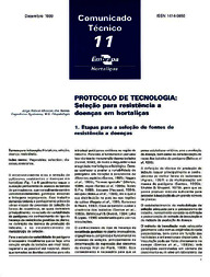 Thumbnail de Protocolo de tecnologia: seleção para resistência a doenças em hortaliças. 1. Etapas para seleção de fontes de resistência a doenças.