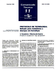 Thumbnail de Protocolo de tecnologia: seleção para resistência a doenças em hortaliças. 3. Tomateiro - Murcha-de-fusário (Fusarium oxysporum f.sp. lycopersici).