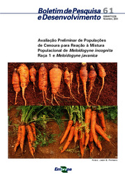 Thumbnail de Avaliação preliminar de populações de cenoura para reação à mistura populacional de Meloidogyne incognita raça 1 e Meloidogyne javanica.